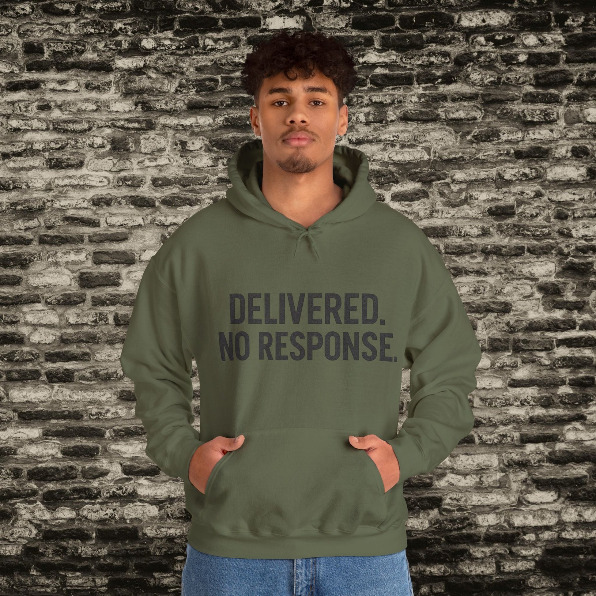 Delivered. No Response.” Hoodie – Anti-Social Drop Printify