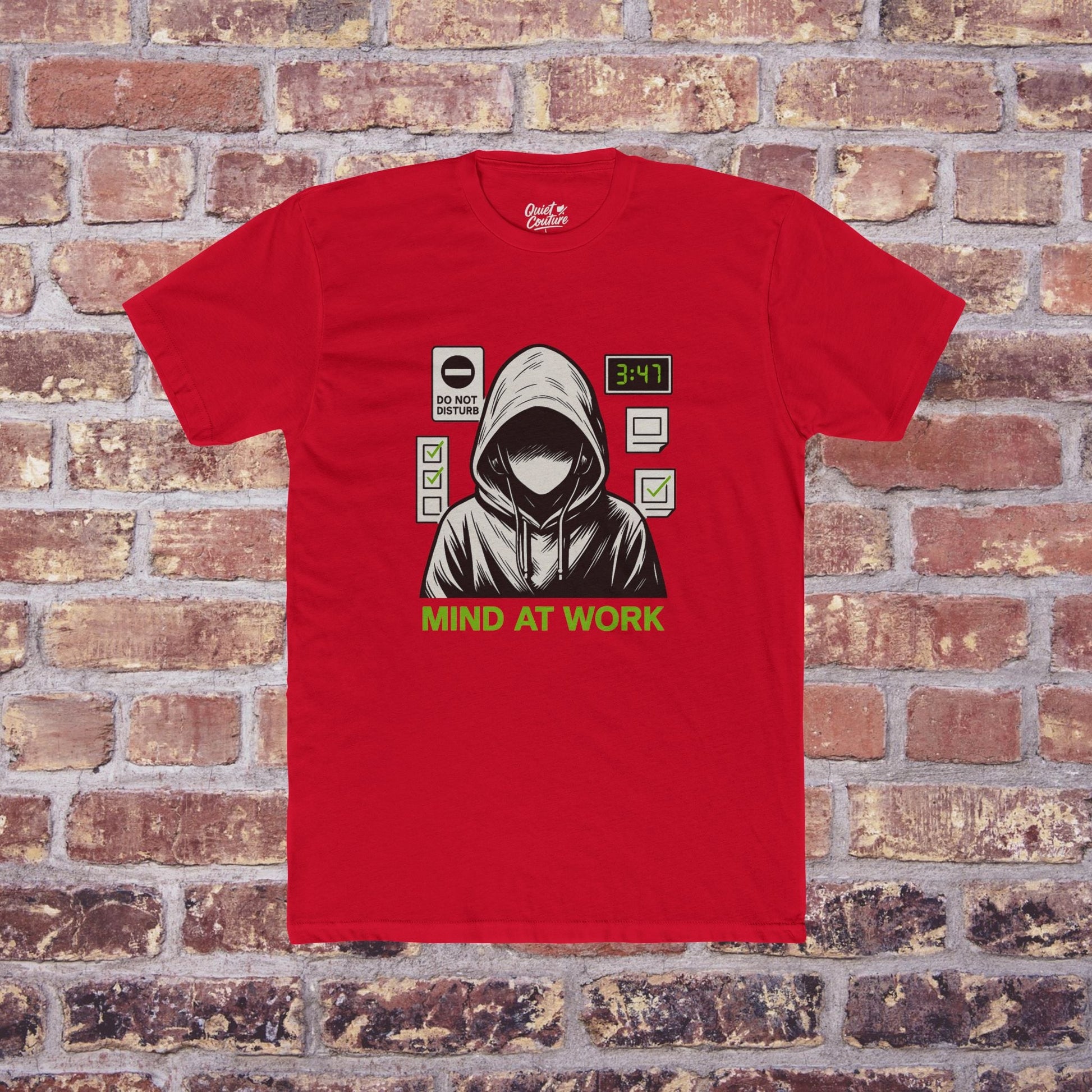 Mind at Work” Warning Tee – Quiet Couture Back to School ‘25 Printify