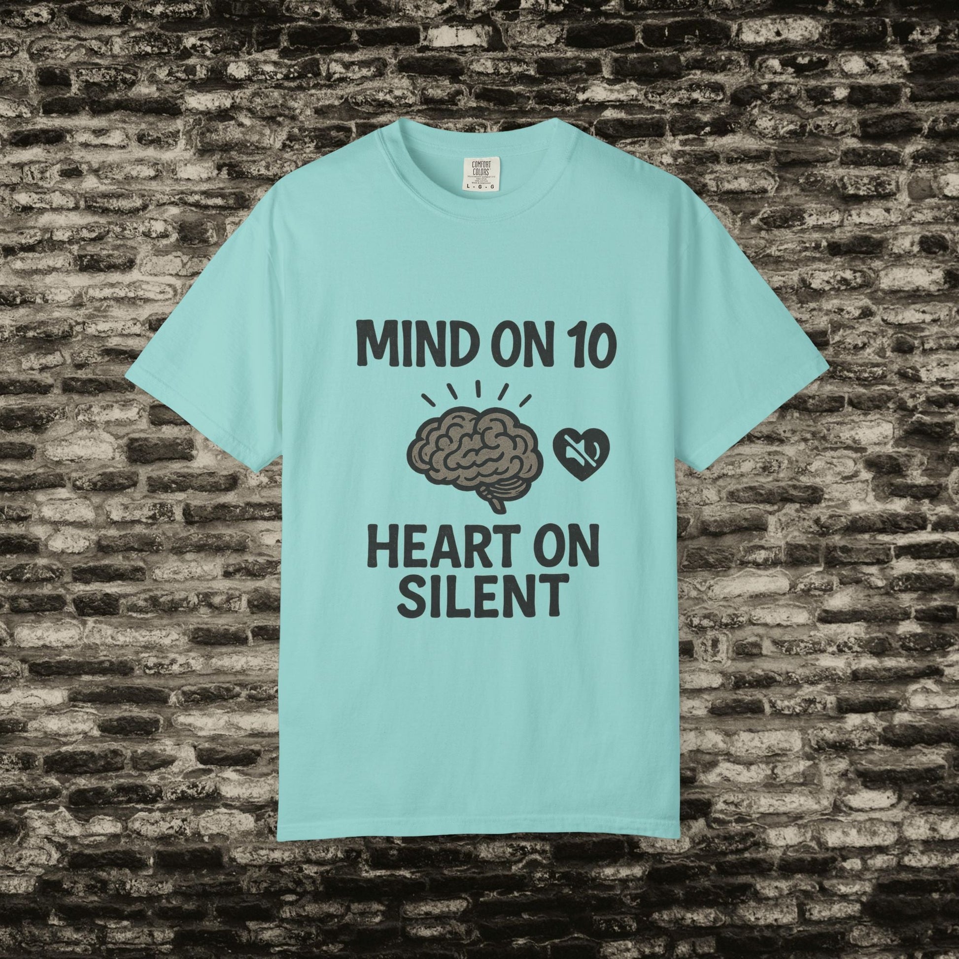 Mind on 10 T-shirt, Overthinking Humor Tee, Unisex Graphic Shirt, Gift for Mental Health Awareness, Casual Wear, Relaxed Fit Printify