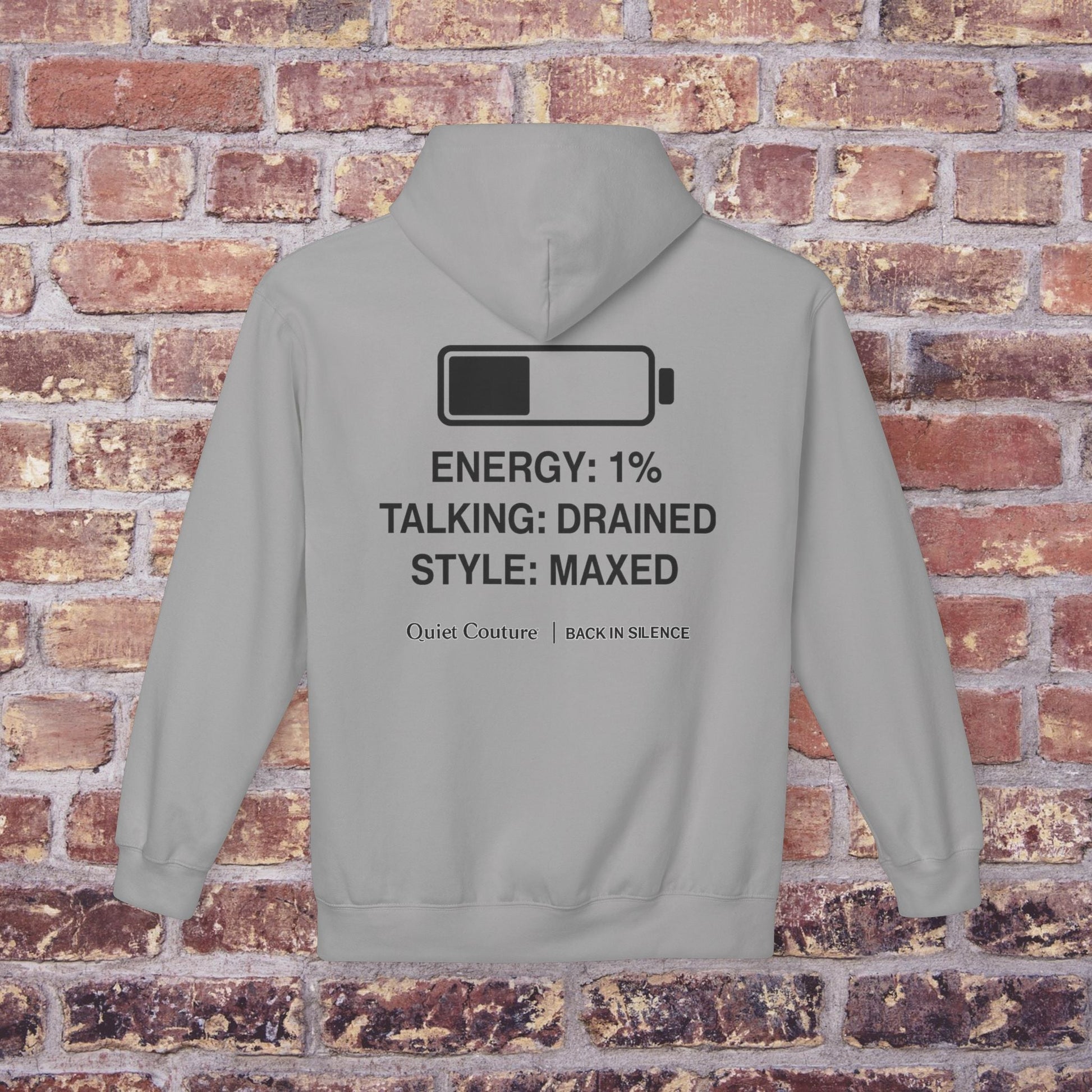 Social Battery Hoodie — Quiet Comeback Vol. 1 Printify