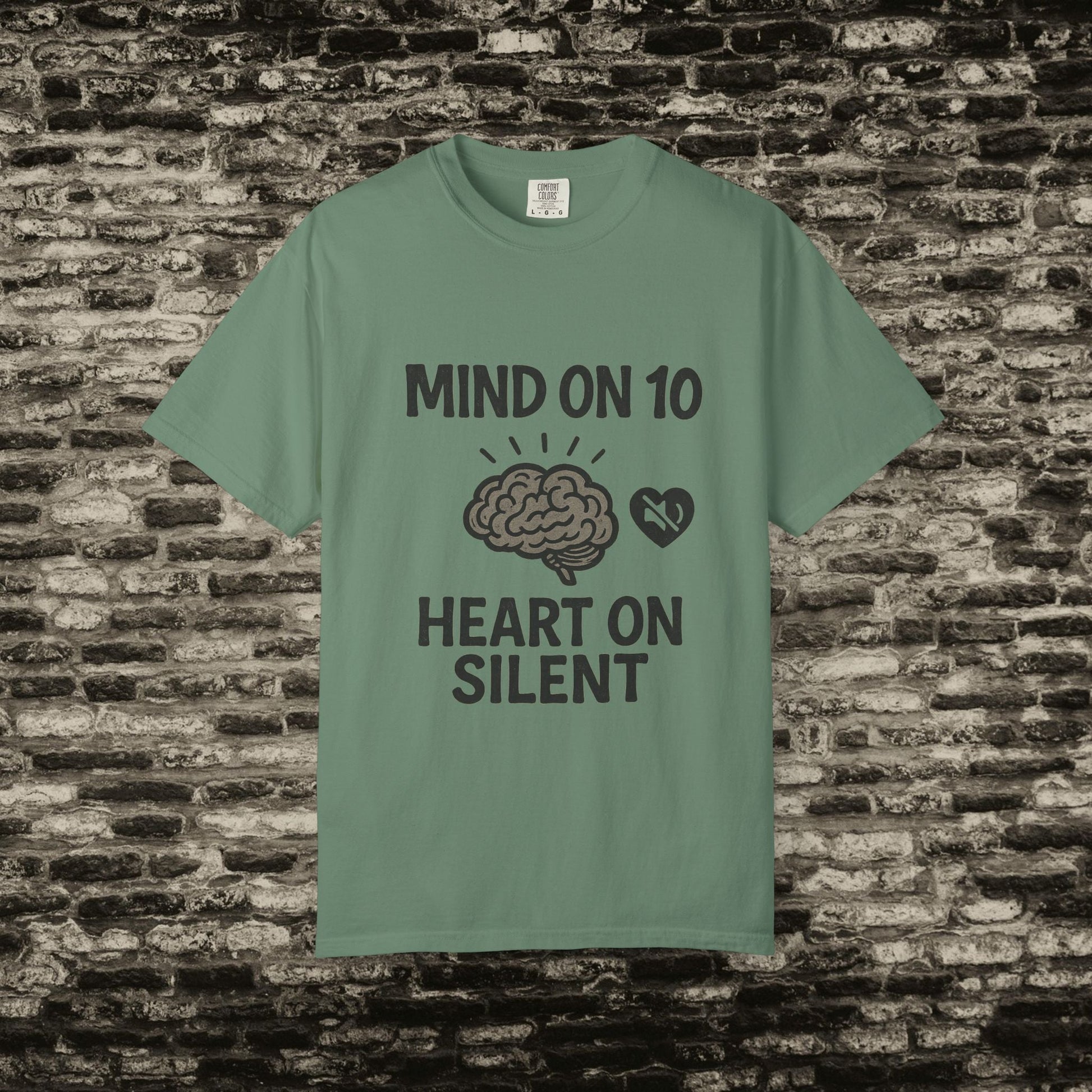 Mind on 10 T-shirt, Overthinking Humor Tee, Unisex Graphic Shirt, Gift for Mental Health Awareness, Casual Wear, Relaxed Fit Printify