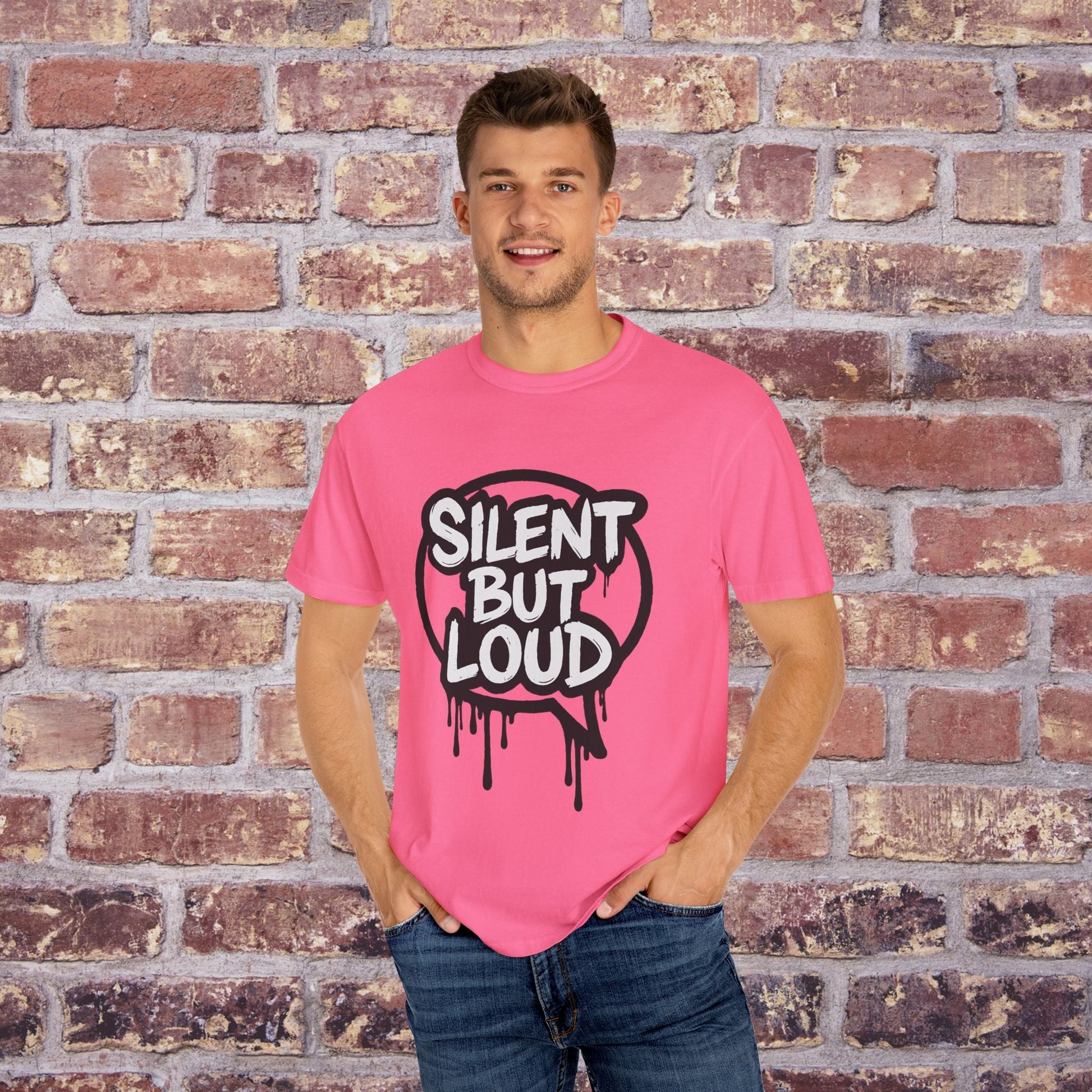 Silent But Loud Unisex T-Shirt – Quiet Couture Graffiti Drop Printify