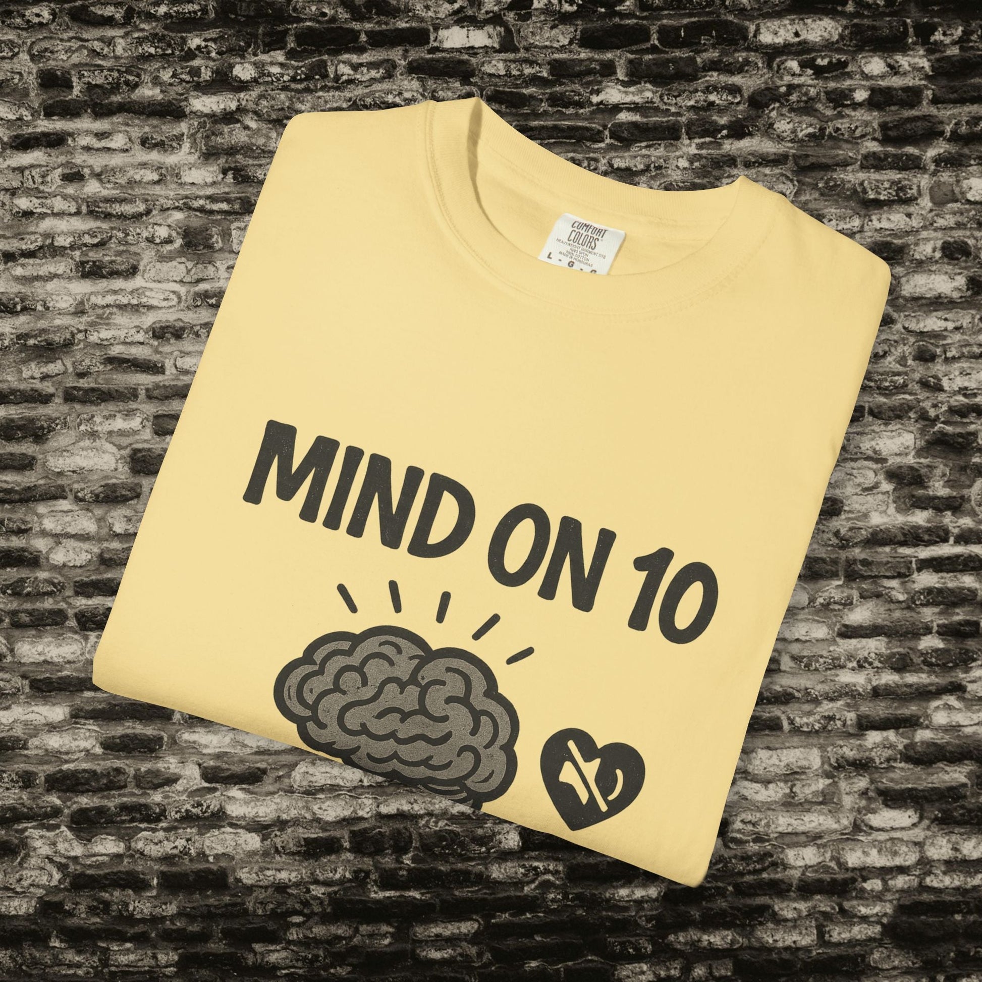Mind on 10 T-shirt, Overthinking Humor Tee, Unisex Graphic Shirt, Gift for Mental Health Awareness, Casual Wear, Relaxed Fit Printify