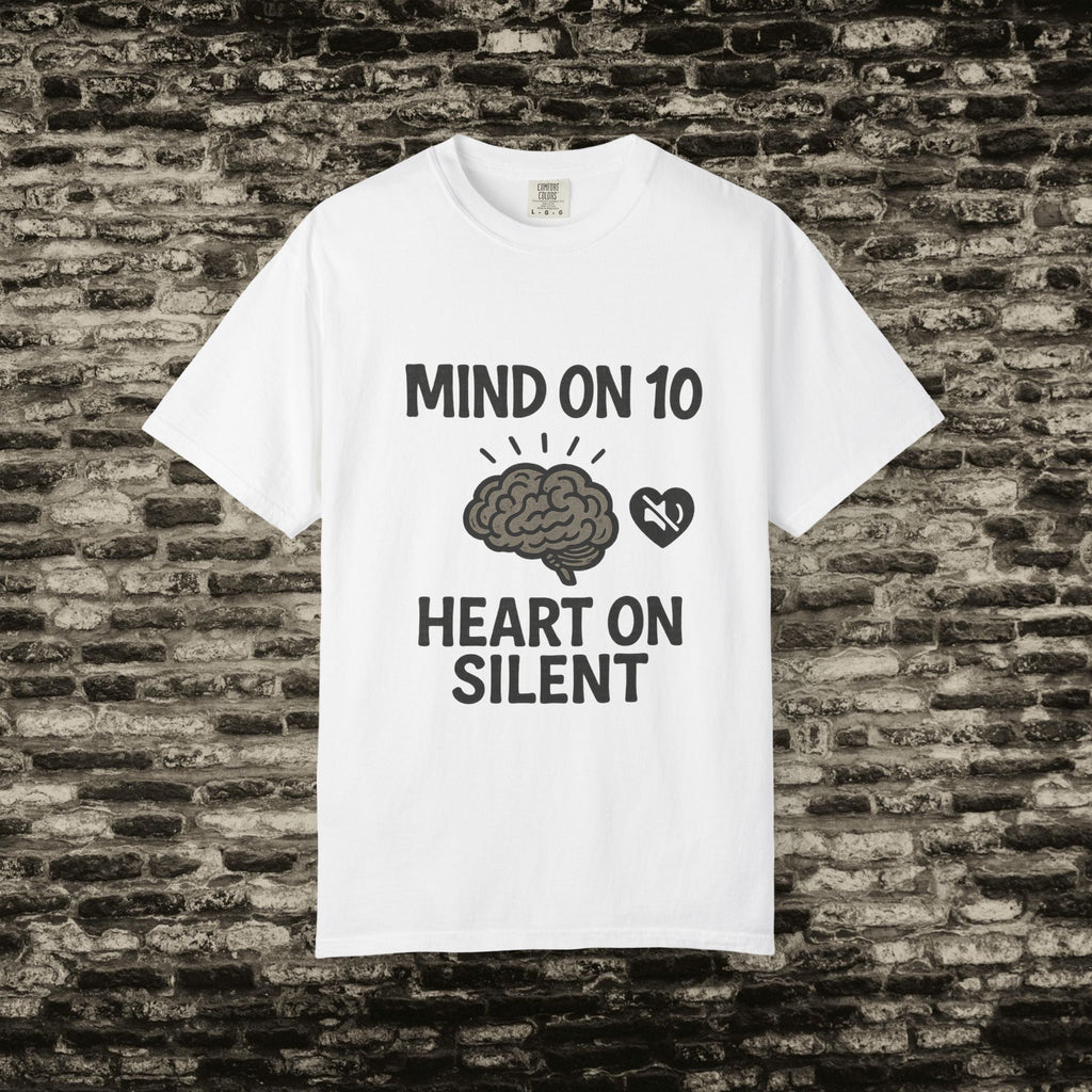 Mind on 10 T-shirt, Overthinking Humor Tee, Unisex Graphic Shirt, Gift for Mental Health Awareness, Casual Wear, Relaxed Fit Printify
