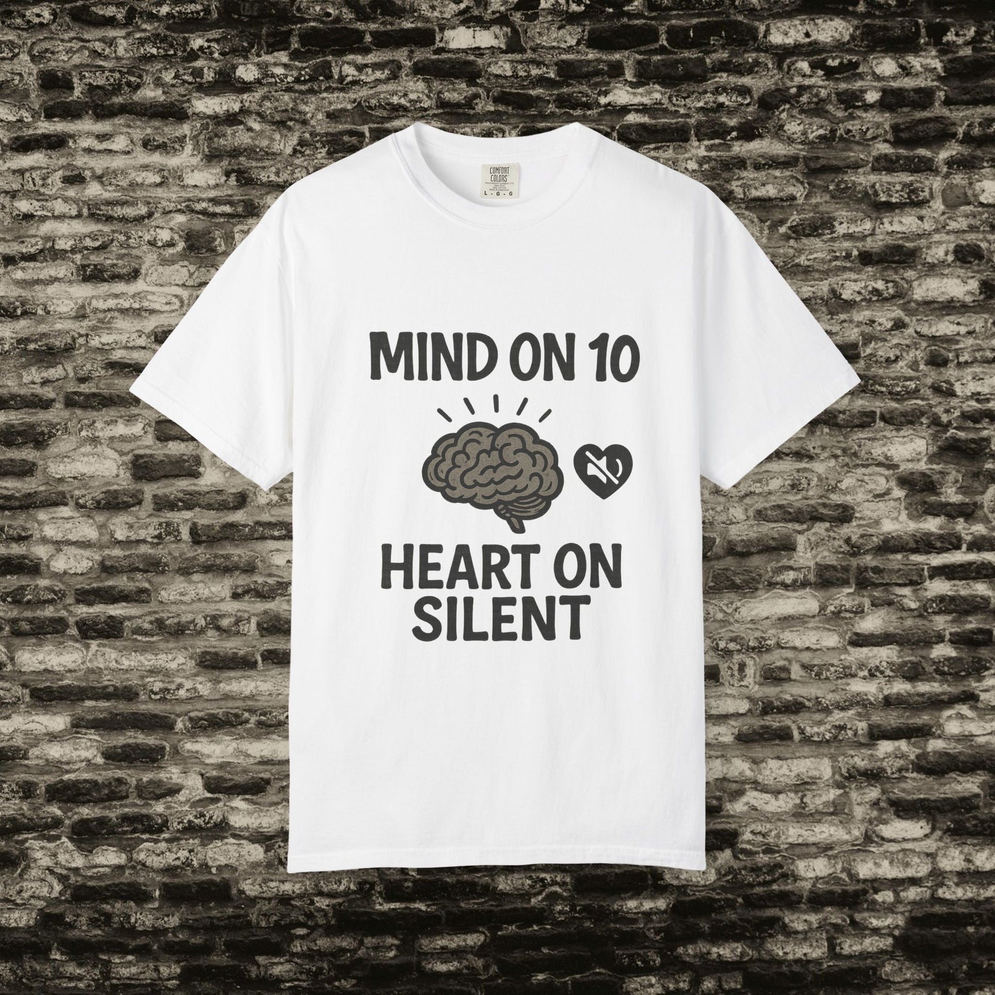 Mind on 10 T-shirt, Overthinking Humor Tee, Unisex Graphic Shirt, Gift for Mental Health Awareness, Casual Wear, Relaxed Fit Printify