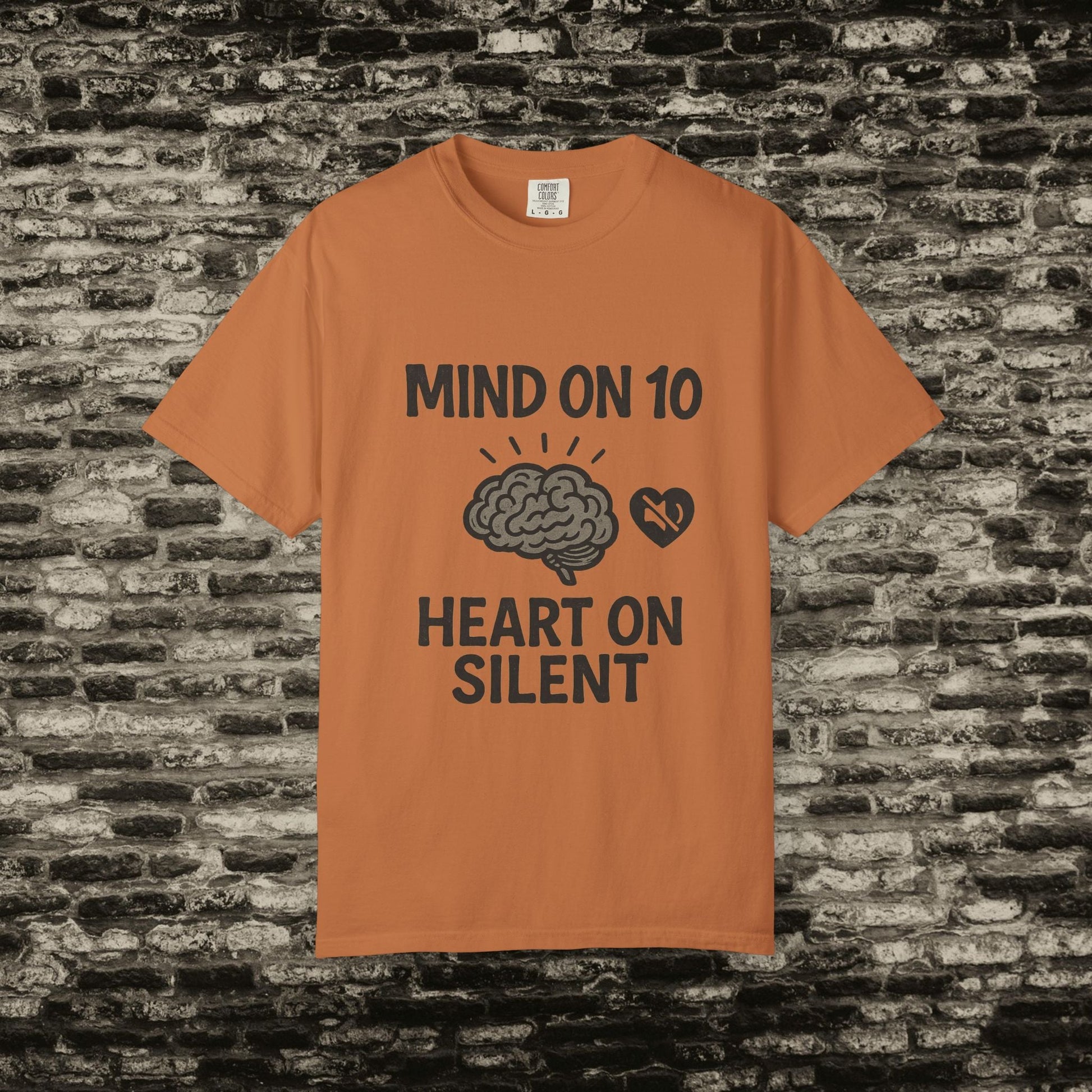 Mind on 10 T-shirt, Overthinking Humor Tee, Unisex Graphic Shirt, Gift for Mental Health Awareness, Casual Wear, Relaxed Fit Printify