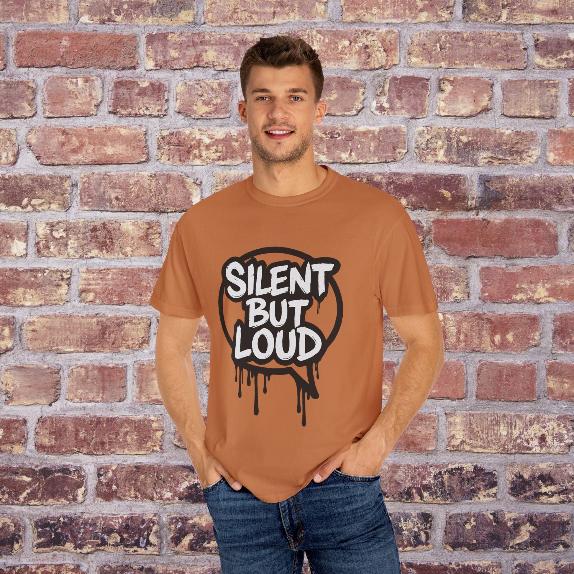 Silent But Loud Unisex T-Shirt – Quiet Couture Graffiti Drop Printify