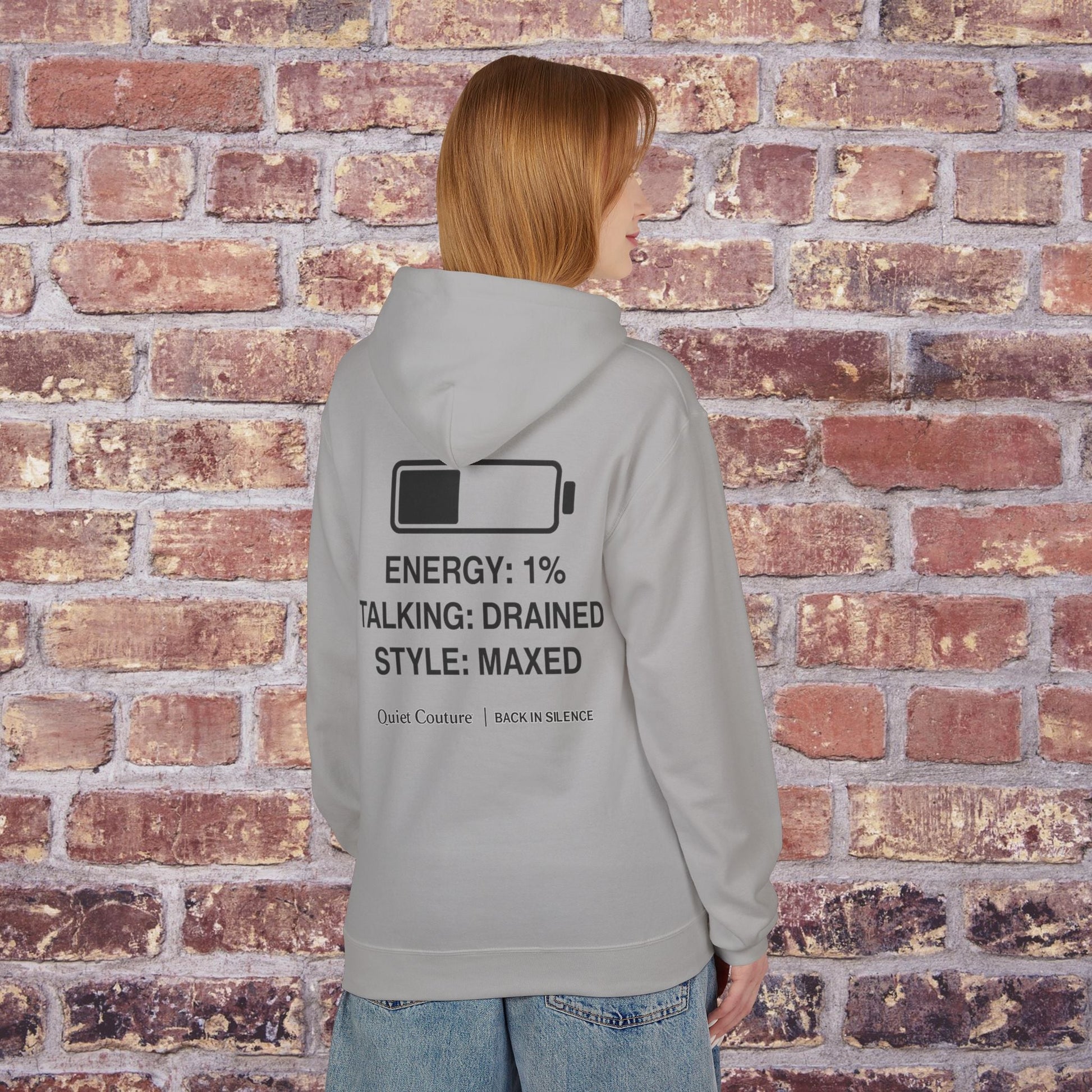 Social Battery Hoodie — Quiet Comeback Vol. 1 Printify