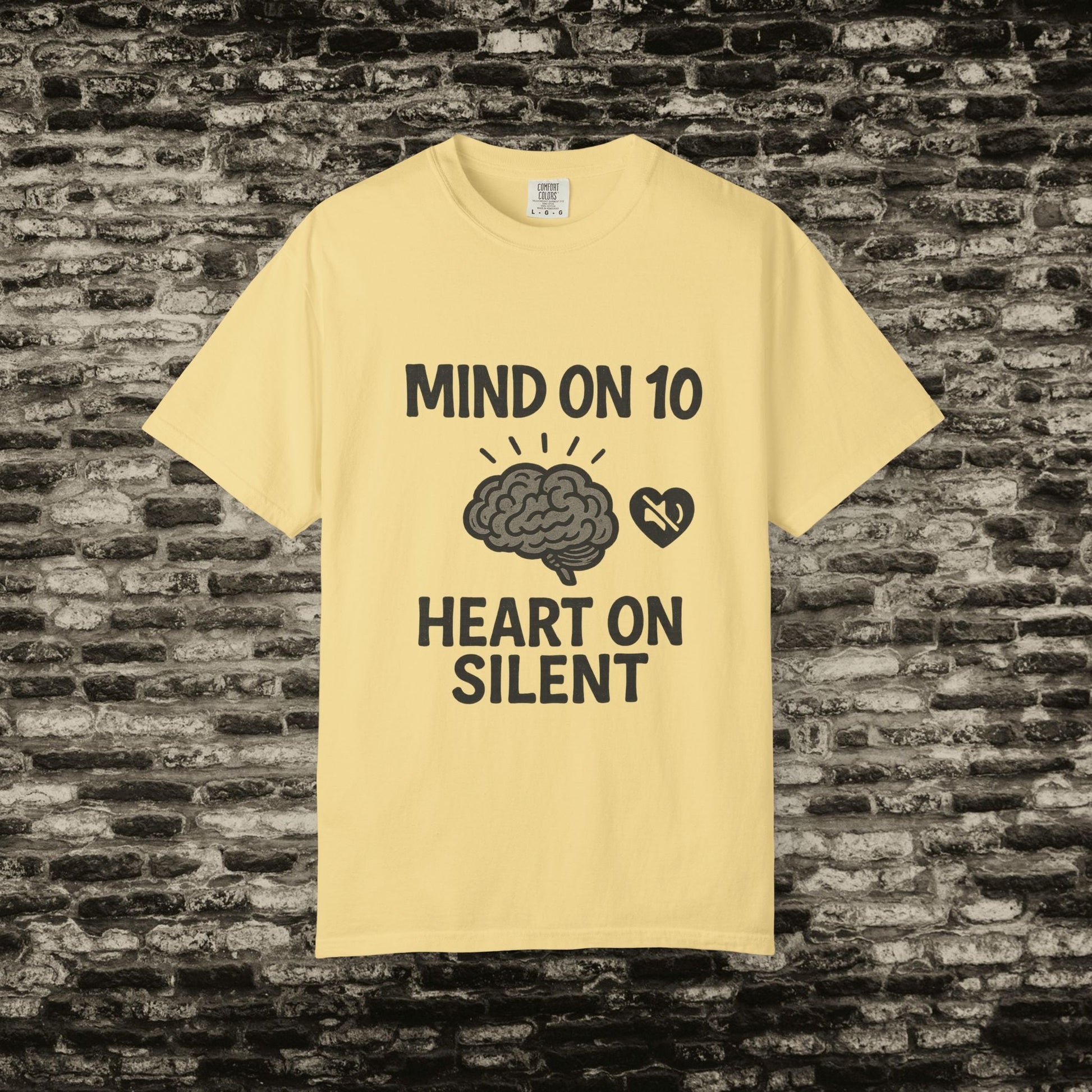Mind on 10 T-shirt, Overthinking Humor Tee, Unisex Graphic Shirt, Gift for Mental Health Awareness, Casual Wear, Relaxed Fit Printify