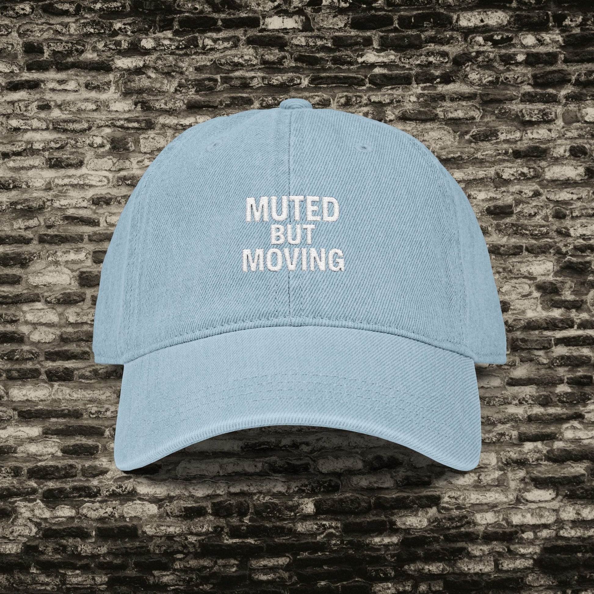 Muted But Moving Hat – Minimalist Denim Embroidered Cap Printify