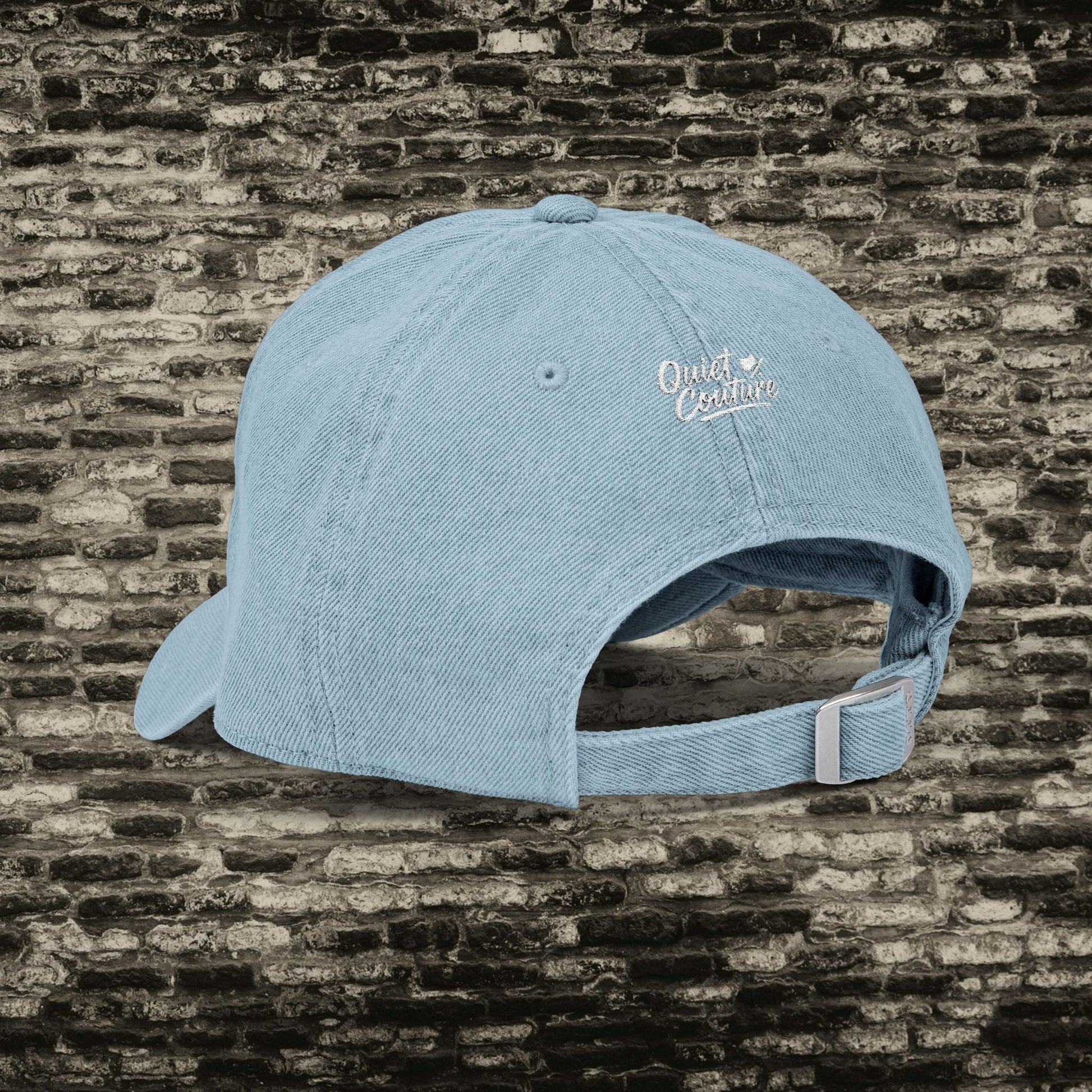Muted But Moving Hat – Minimalist Denim Embroidered Cap Printify