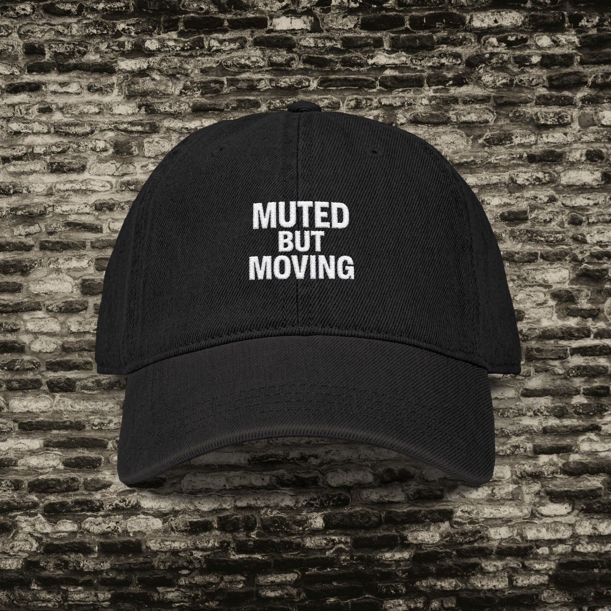 Muted But Moving Hat – Minimalist Denim Embroidered Cap Printify